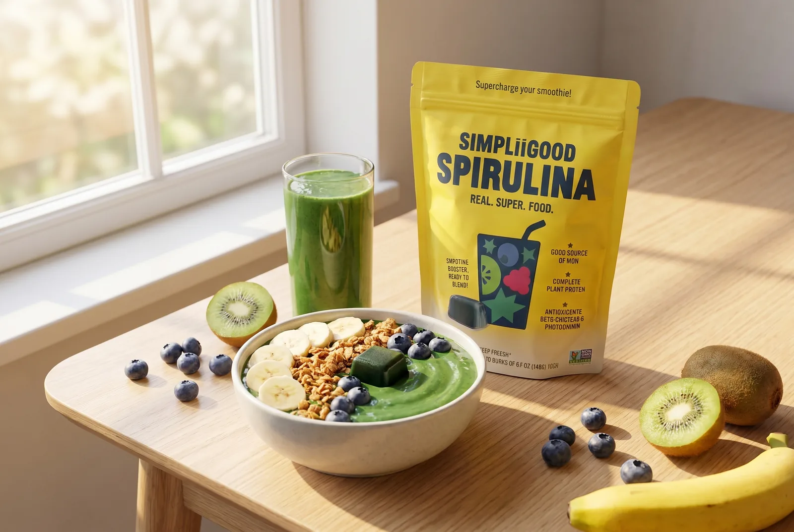 Spirulina smoothie bowl breakfast