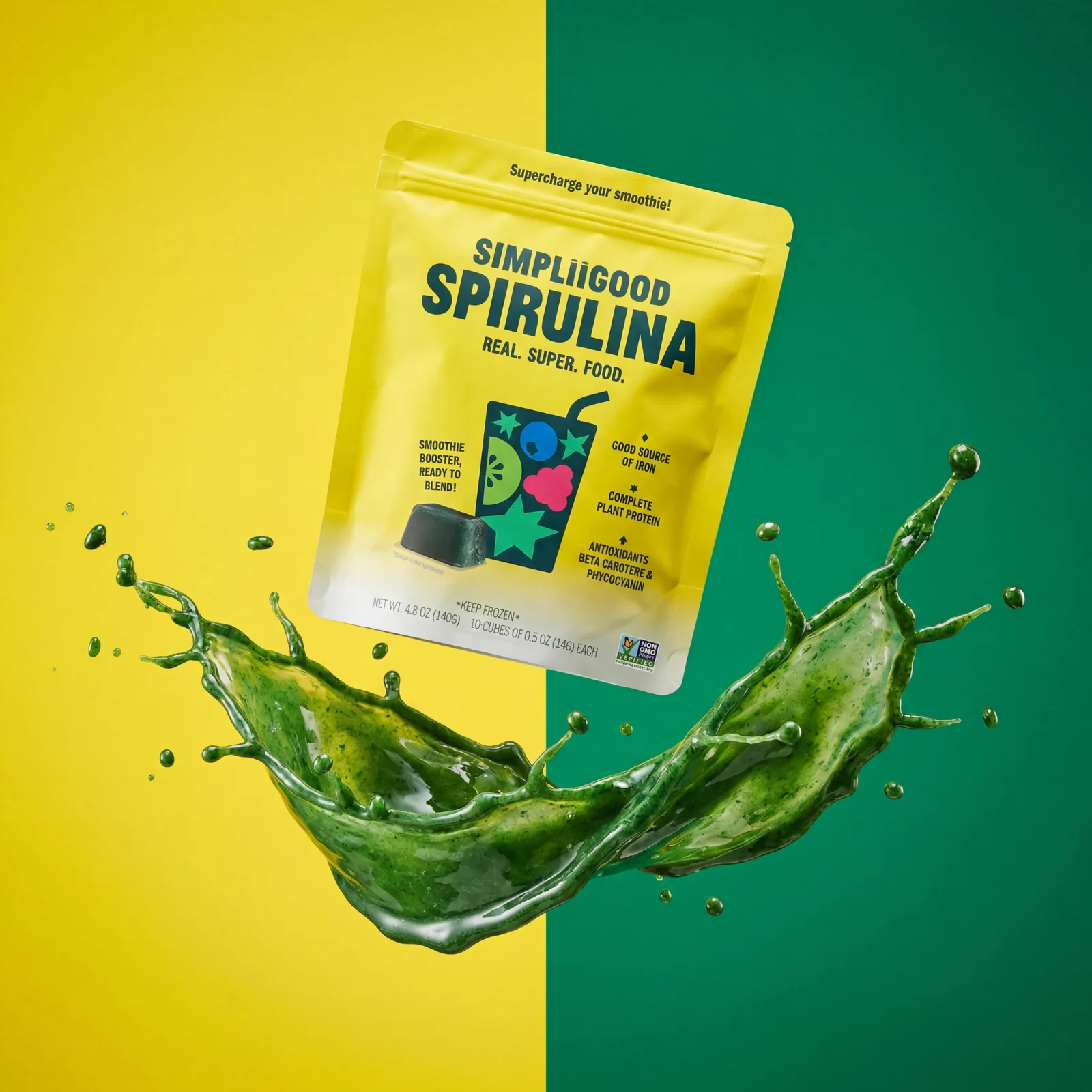 SimpliiGood spirulina, fresh and green